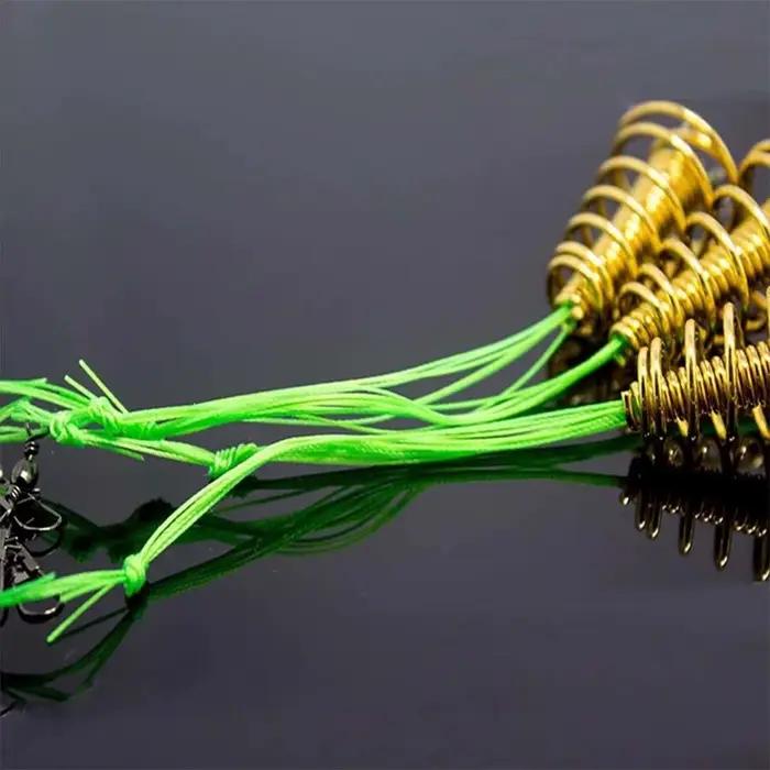 Montages feeder anti-accrochage pour carpe - Ressort hélicoïdal et hameçon barbelé pour lancers longue distance