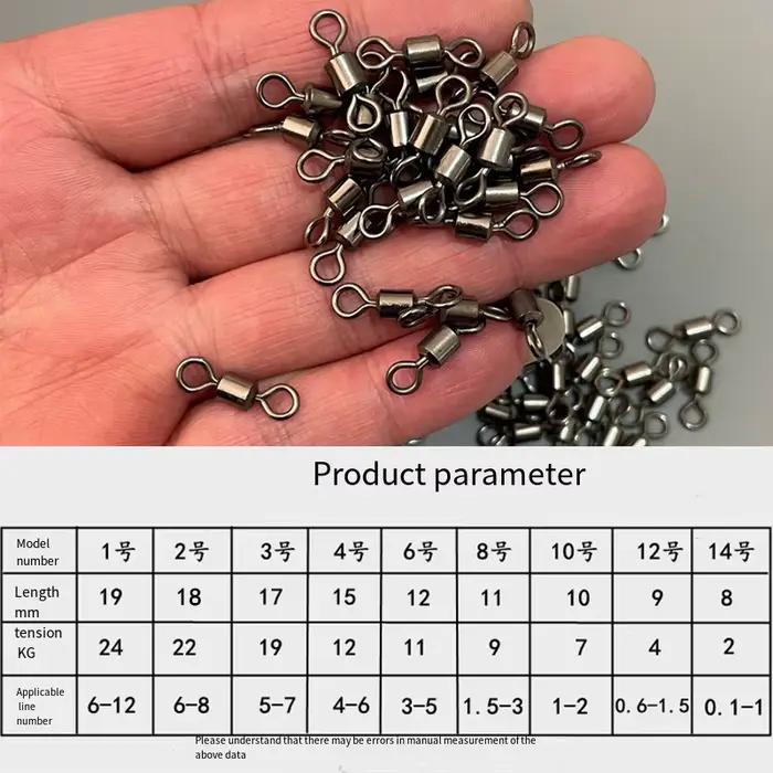 100 pièces émerillons de pêche en acier inoxydable pour carpe, accessoires montage leurres et hameçons avec anneaux solides