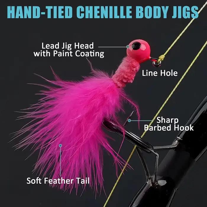 9 PCS têtes plombées marabout colorées pour pêche au crappie, perche et truite