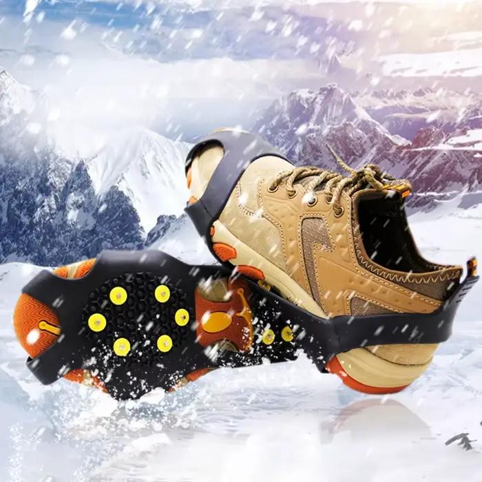 Crampons 10 pointes antidérapants neige glace randonnée pêche hiver sécurité chaussures bottes