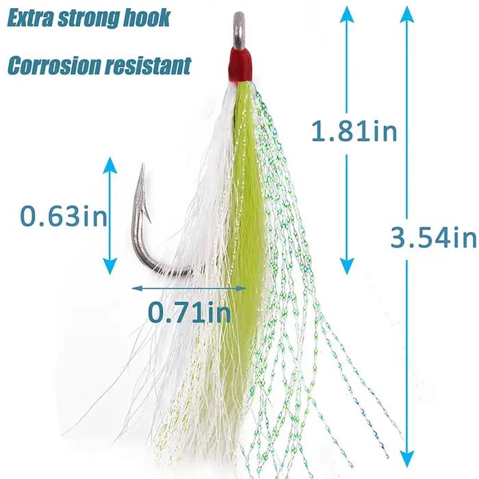 8/4 leurres Bucktail Teasers pour pêche mer - Hameçons jig acier inox pour silure et perche