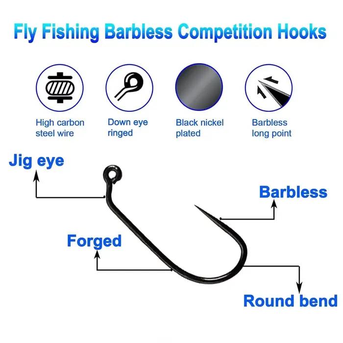 Hameçons sans ardillon Eupheng 100pcs compétition pêche sèche - Nymphes, pupes et larves
