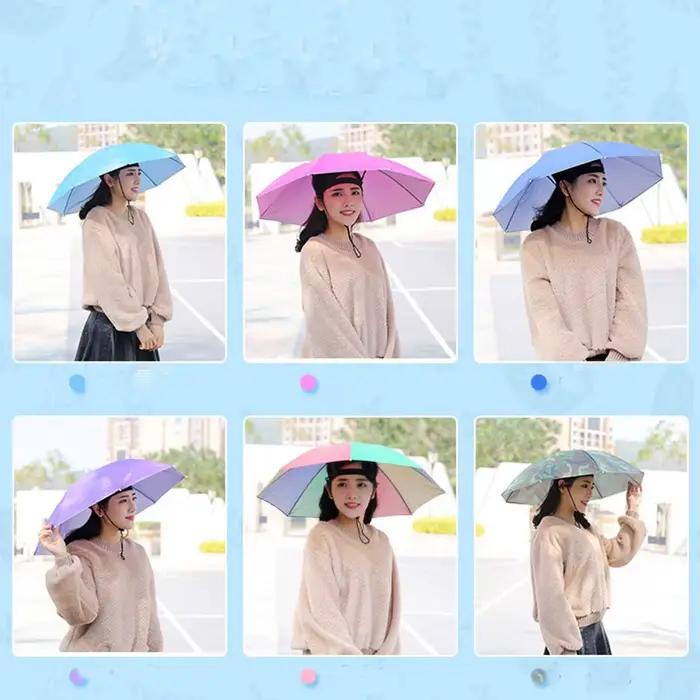Nouveau chapeau parapluie portable pêche pliable protection solaire pluie anti-vent camping plage