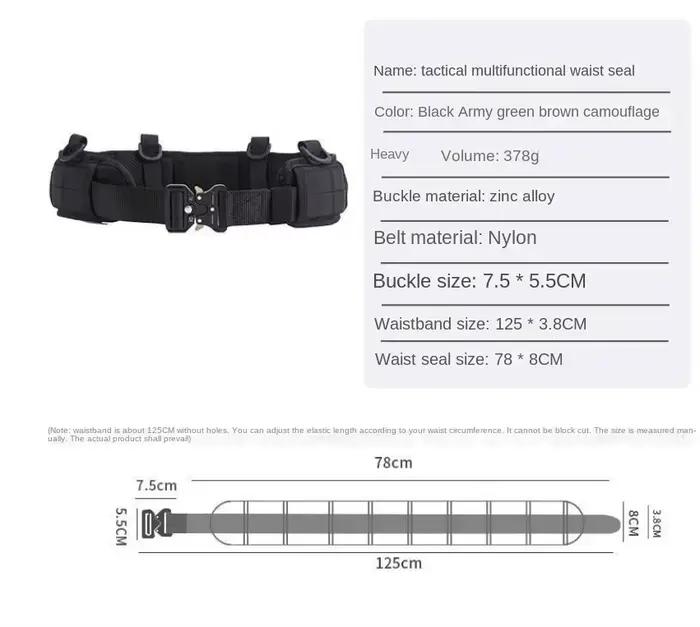 Ceinture tactique nylon MOLLE avec boucle métal - Équipement outdoor chasse pêche