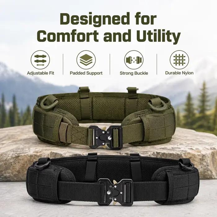 Ceinture tactique nylon MOLLE avec boucle métal - Équipement outdoor chasse pêche