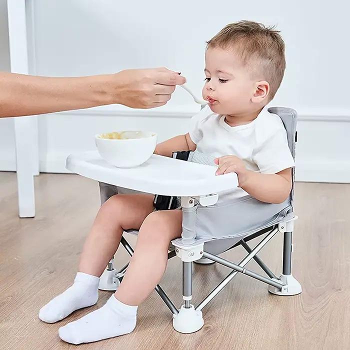 Chaise bébé pêche pliante avec plateau - Siège enfant sécurisé pour pêche en famille plage