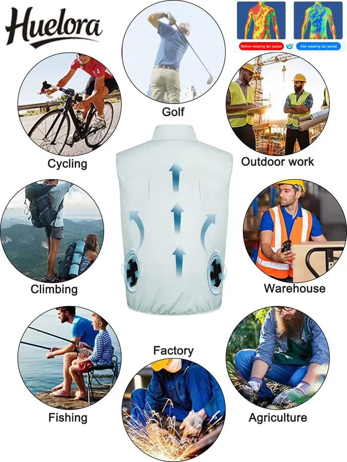Veste rafraîchissante homme sans manches, climatisation USB pour pêche et travail en haute température