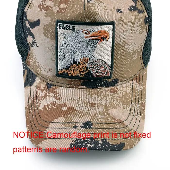 Casquette camouflage aigle brodé pêche - Chapeau snapback 4 saisons pour pêche mode