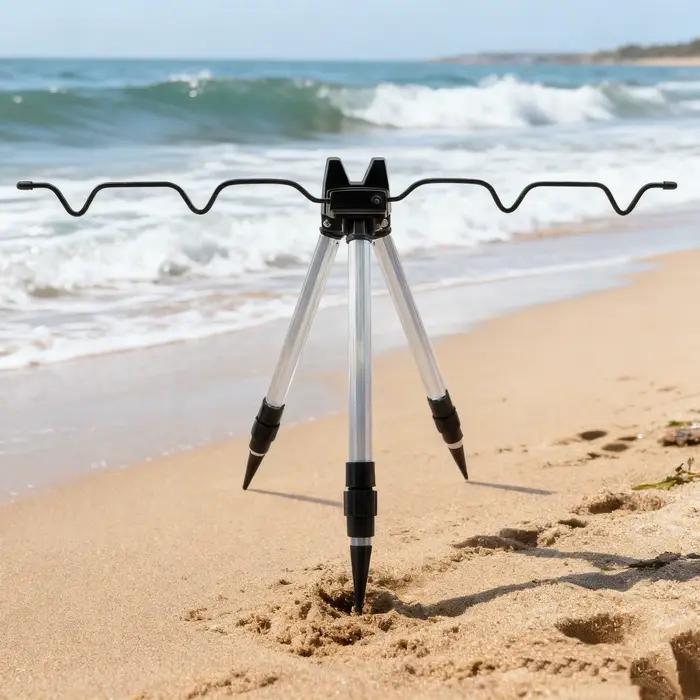 Support de canne à pêche télescopique 3 branches, trépied porteur pour pêche en mer et surfcasting