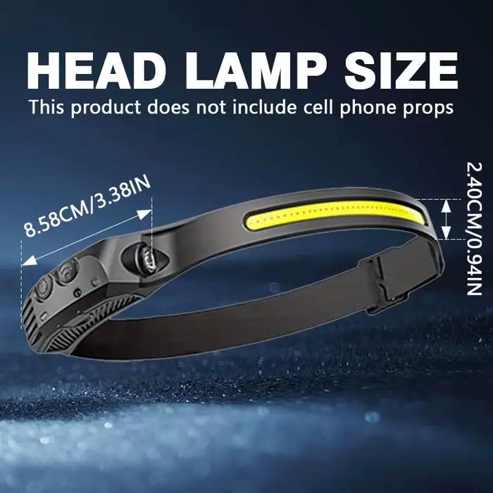 Lampe frontale pêche COB LED 5 modes capteur main rechargeable USB pour travail camping et pêche