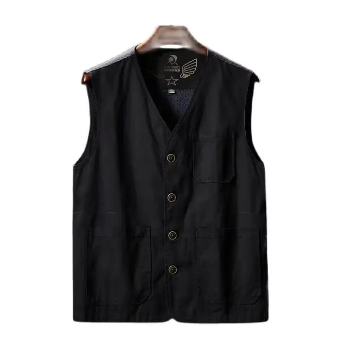Veste de pêche grande taille M-8XL en coton respirant - Maille aérée pour pêche estivale et outdoor