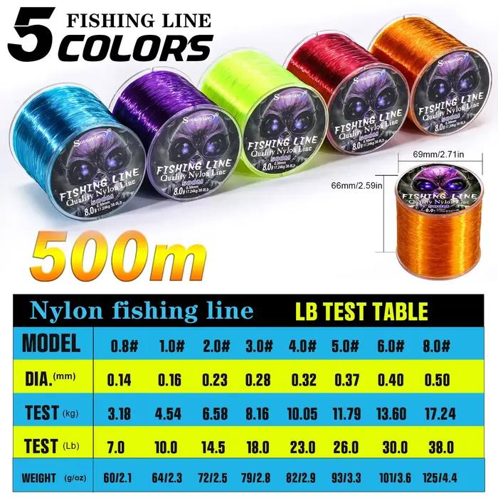 Ligne nylon Sougayilang monofilament 500M 0.14-0.50mm pêche eau douce matériau supérieur
