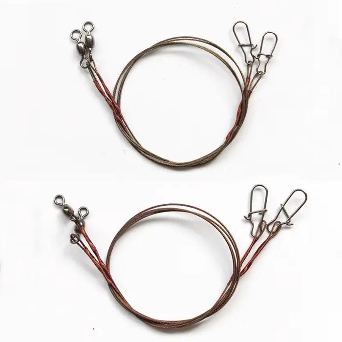 Laisse de pêche en acier 2PCS avec émerillon roulant anti-embrouillage pour brochet et carnassiers