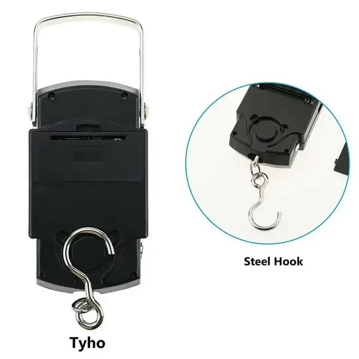 Mini balance numérique pêche 50kg avec mètre ruban - Écran LCD rétroéclairé pour mesures complètes