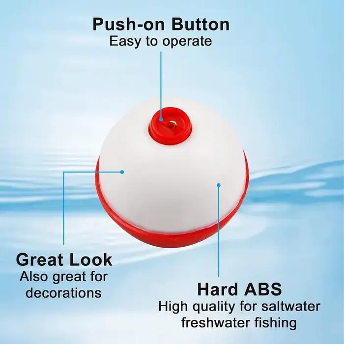 10 flotteurs coulissants ronds ABS rouge et blanc pêche avec bouton poussoir, accessoires montage pour la