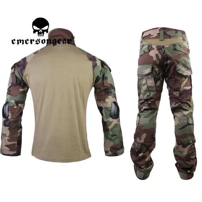 Uniforme de combat Emerson pour airsoft et pêche avec genouillères et camouflage ghillie intégré