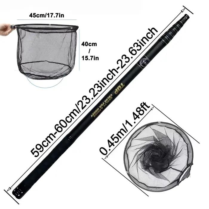 Filet de pêche portable MBLN ultra-léger 414g, manche carbone 328cm et tête aluminium pour atterrissage
