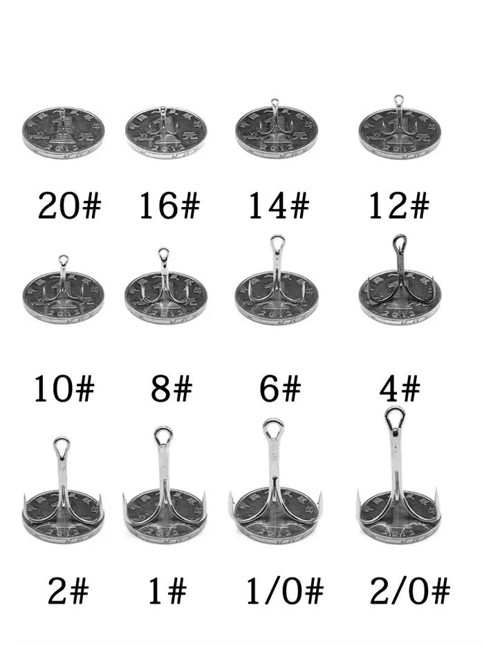 Lot de 50 hameçons triples pêche DG04, acier haute carbone avec ardillon, boîte de rangement, noir et argent