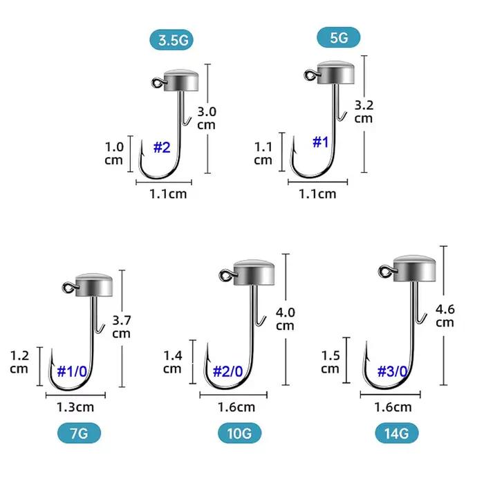 Têtes jig Ned Rig 20 pièces 3.5g à 14g pour leurres souples vers pêche verticale ajing