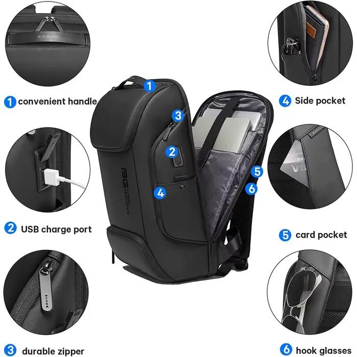 Sac à dos professionnel avec chargeur USB pour pêche - Waterproof et compatible ordinateur 15.6 pouces