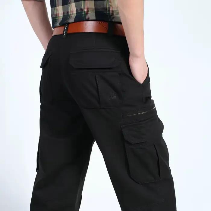 Pantalon cargo homme 100% coton multiples poches qualité premium pour pêche confortable été