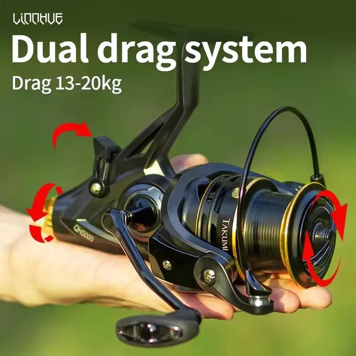 Moulinet carpe LINNHUE QH3000-9000 double frein 20kg - Carretilha pesca mer avec bobine spare