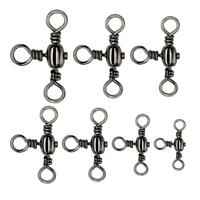 Lot de 50 connecteurs triple brins en nickel noir pour pêche, émerillons T et séparateur de ligne