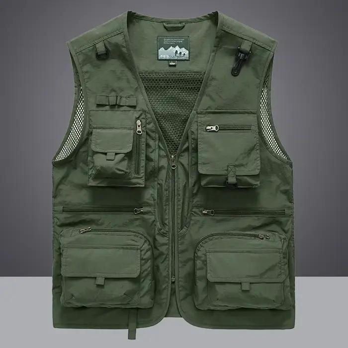 Veste de pêche estivale sans manches pour homme, multifonction avec poches et filet respirant