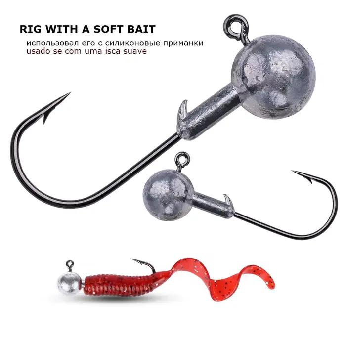 Goture 20-50 têtes plombées 1g à 20g pour pêche de la carpe et du bass - Hameçons en acier carbone
