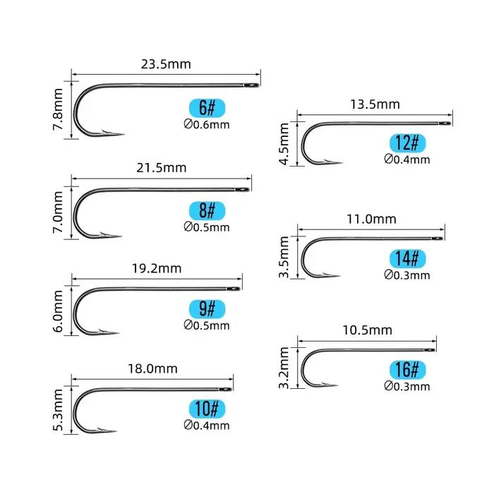 100 hameçons Aberdeen longue tige #16-3/0 - Pour sabiki rigs et pêche en eau douce ou salée