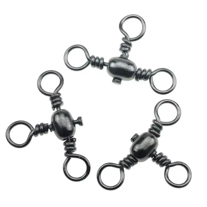 Lot de 50 connecteurs triple brins en nickel noir pour pêche, émerillons T et séparateur de ligne