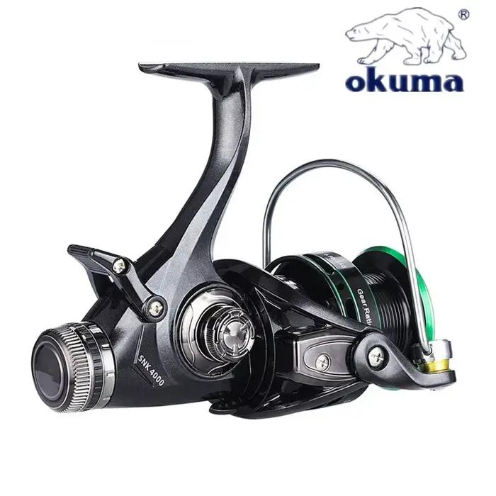 Moulinet Okuma double frein 20kg drague ratio 5.2:1 14+1BB, cupule métal série 3000-6000