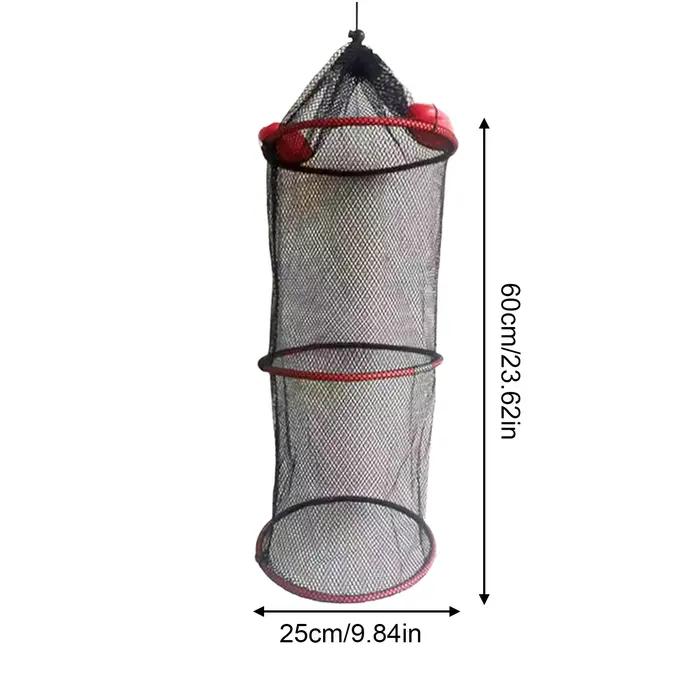 Filet de pêche flottant anti-fuite avec panier renforcé pour poissons, crevettes et écrevisses, portable et robuste