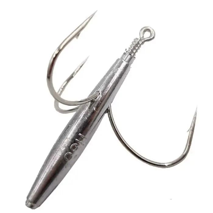 Hameçons triples mer 20g-100g pour gros bars - acier carbone barbelés Hullegi pêche au gros