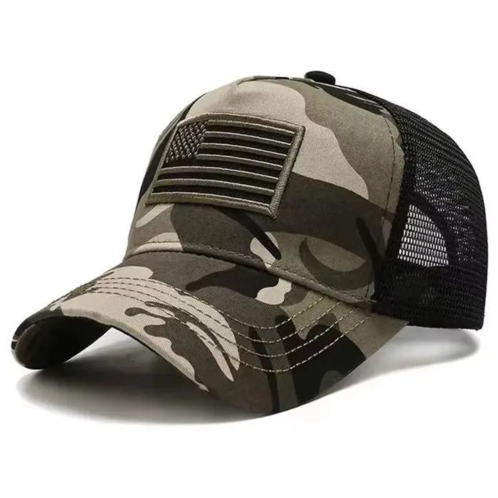 Casquette mesh drapeau USA été respirante - Chapeau pêche tactique unisexe hip hop