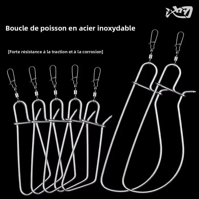 Attache poisson vivant inox - Fermoir pêche avec câble pour conserver vos prises - Accessoires pêche