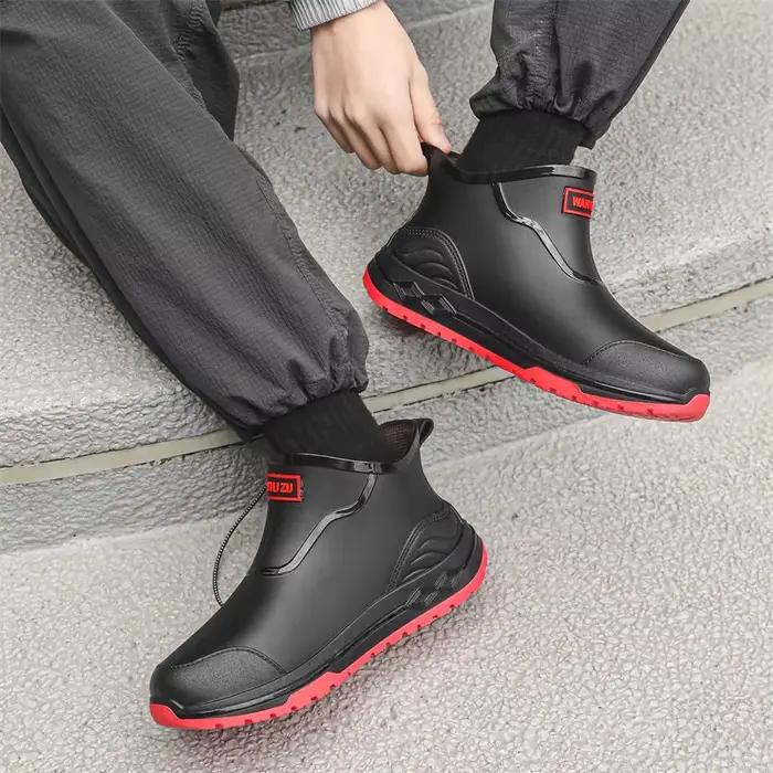 Bottes de pluie homme style coréen à plateforme haussante pour adolescents - Bottes caoutchouc extérieur