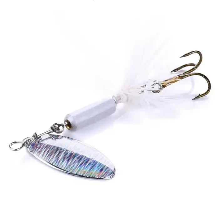 Leurre métal VIB 3,5g avec plumes et paillettes pour la pêche du bar et black bass
