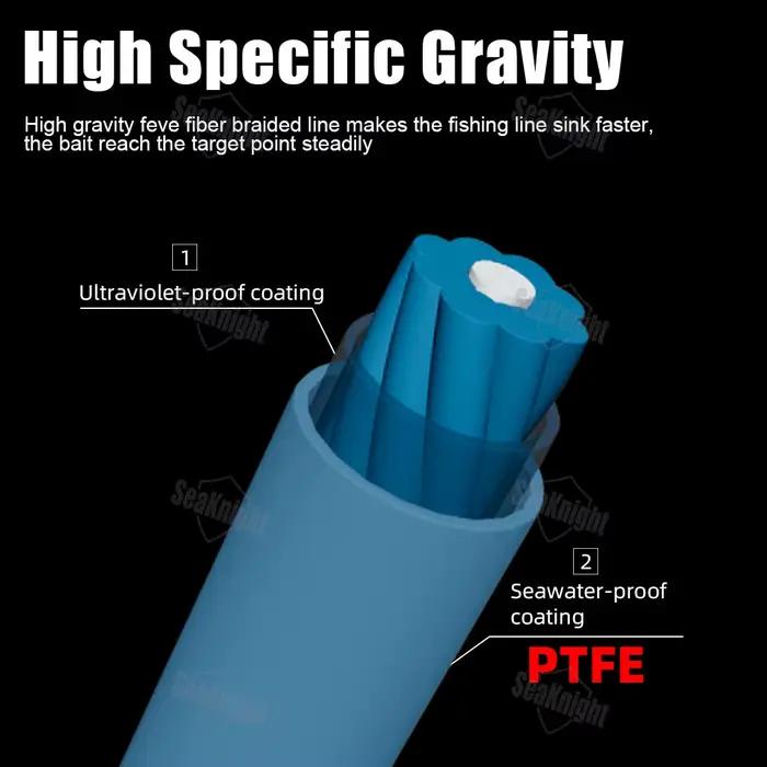 Ligne de pêche tressée SeaKnight Gravitation G9 II coulante 300m, imprégnée PTFE résistante eau salée et UV