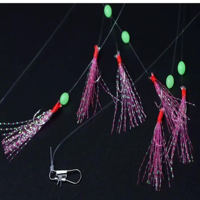Hameçons lumineux Feathers Fishing pour bar et morue - Sabiki rigs pêche eau douce et mer - Leurres trebles