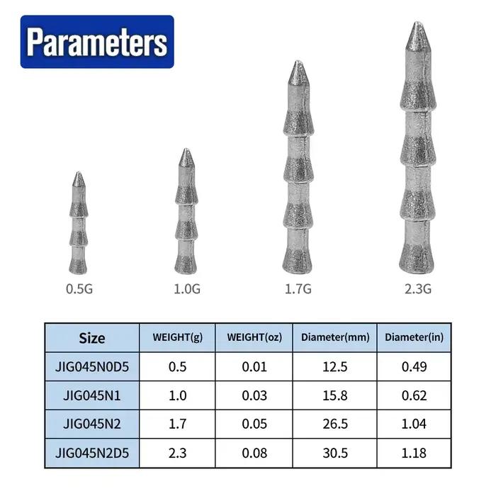 Plombs insert pour pêche au leurre souple 10 pièces 0.03-0.08oz - Sinkers pour vers et soft baits