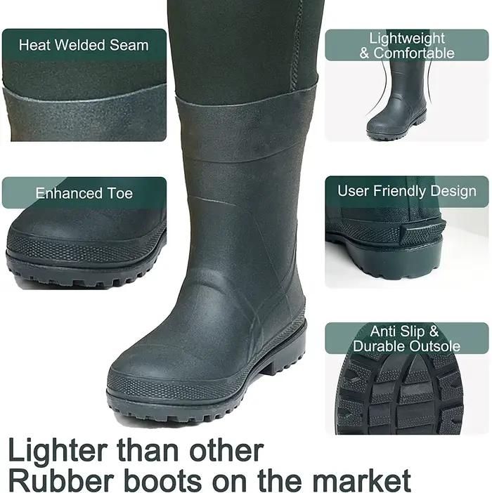 Waders de pêche néoprène 5mm avec bottes intégrées, 100% étanches et semelle crampons pour homme, idéales