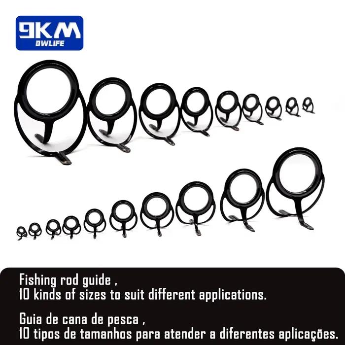 Kit réparation anneaux guidon canne pêche mer noir acier inoxydable 10-20 pièces eau douce salée