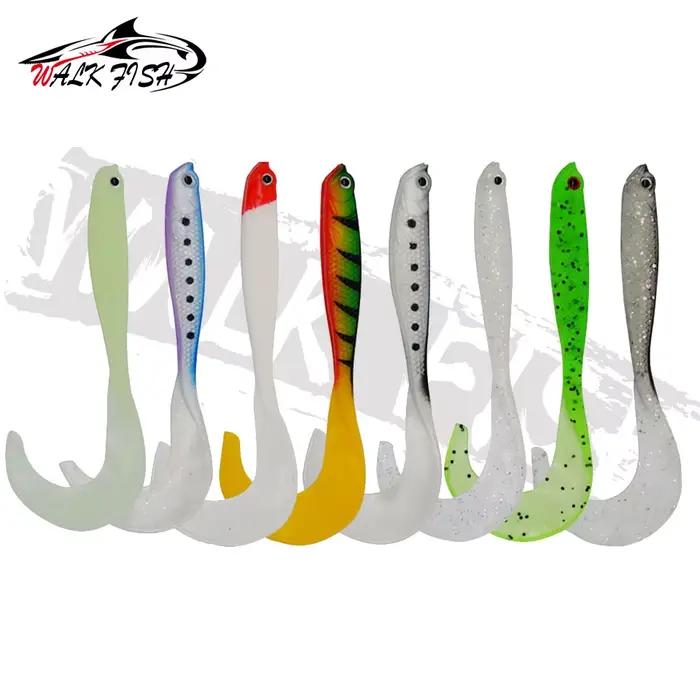 Set 4 wobbleurs WALK FISH 12.5cm 5.5g shad queue en T - Leurres souples silicone pêche brochet black bass