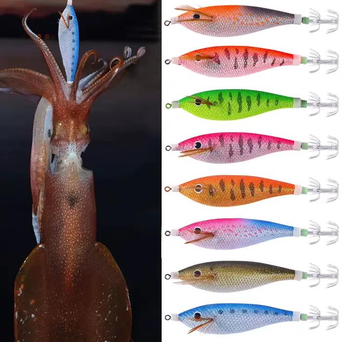 Leurre de pêche lumineux appât calmar crevette seiche 11cm 13.4g avec plomb intégré pour la pêche en mer