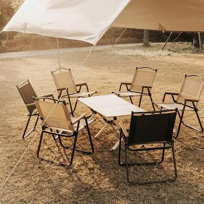 Chaise pliante aluminium camping pêche 1 ou 2 pièces design bois portable