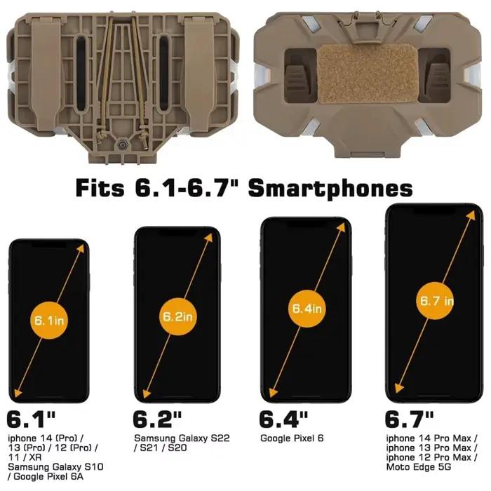 Support téléphone tactique MOLLE pour navigation pêche en kayak et pêche côtière GPS