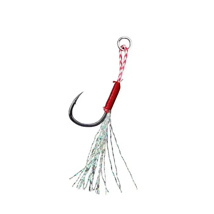 Leurres de jigging assist 10 pièces avec plumes et hameçons barbelés pour pêche lente