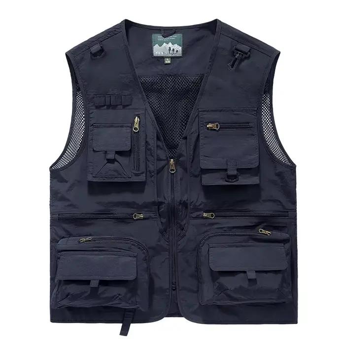 Veste de pêche respirante homme avec multiples poches pour le loisir en extérieur