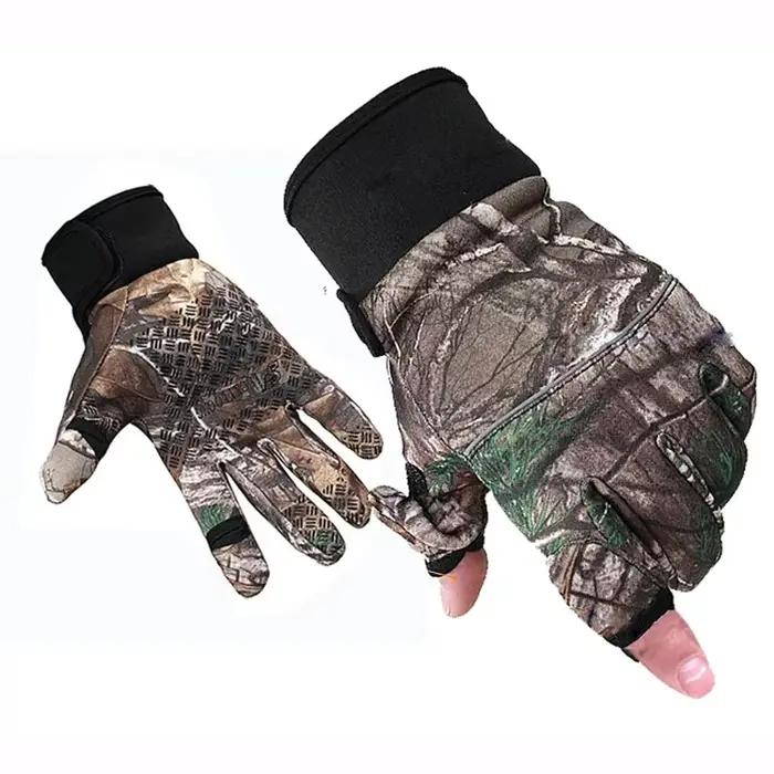 Tenue camouflage bionique 4 pièces hiver pour pêche en eau froide - Veste pantalon gants bonnet
